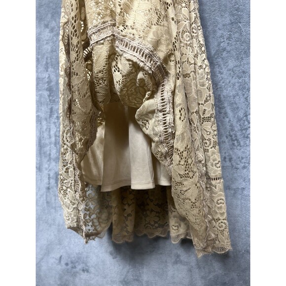 NSR Beige Lace Crochet Trim Midi Dress L - Picture 6 of 16